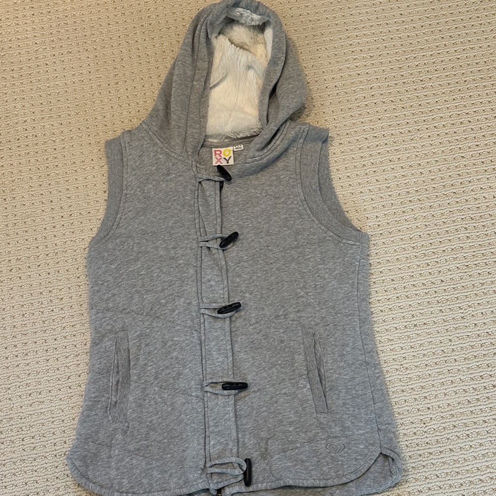 Roxy Heather Gray Hooded Vest